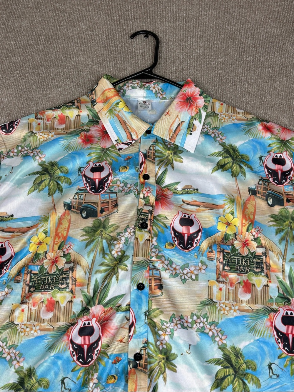 Birmingham Bulls Hockey Promo Hawaiian Button Up Shirt Men's XL Polyester